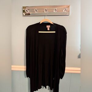 Chico's Black Long Open-Front Women's Cardigan